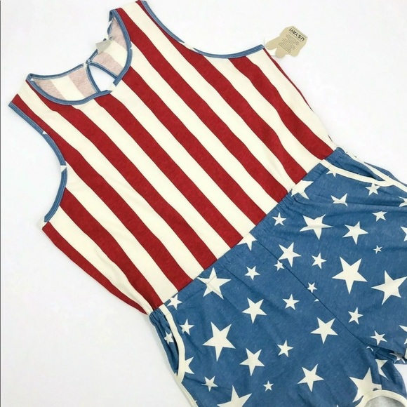 Combinaison Short (Romper) Junk Food - Imprimé Drapeau Américain - Taille XS - Coton 100% - Neuf Avec étiquette